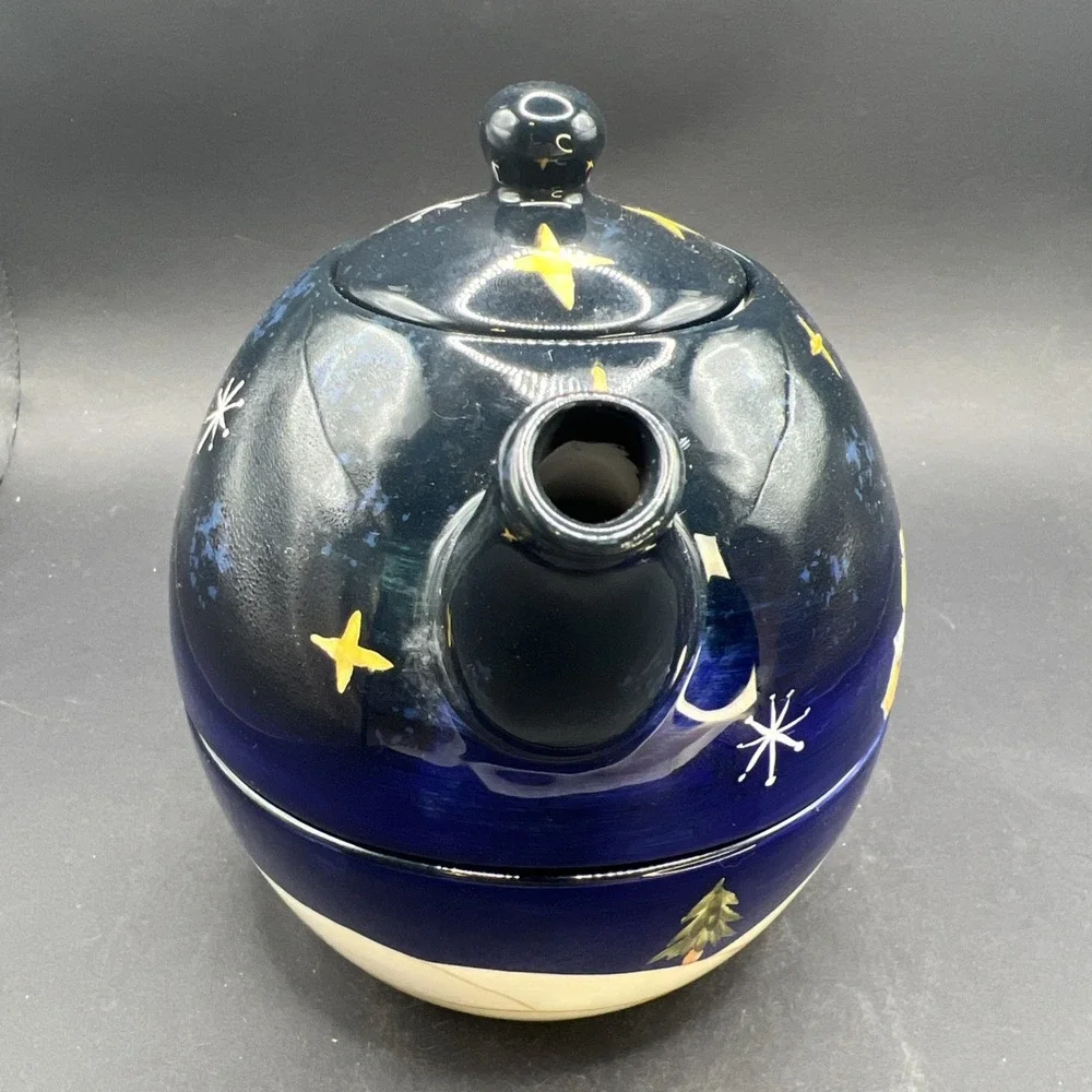 2003 Wongs Snowman Tea For One Ceramic Teapot Holiday Decor Snowman Adorable!